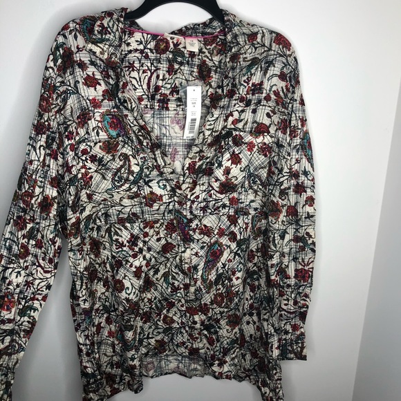 Westbound Woman button up floral plaid shirt - Picture 1 of 5